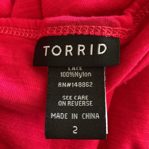 Torrid dark pink off shoulder lace top. Size 2 - Picture 6 of 7